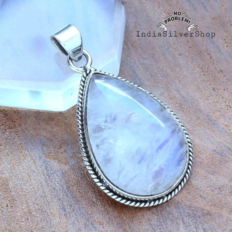 Moonstone Necklace Sterling Silver - Etsy