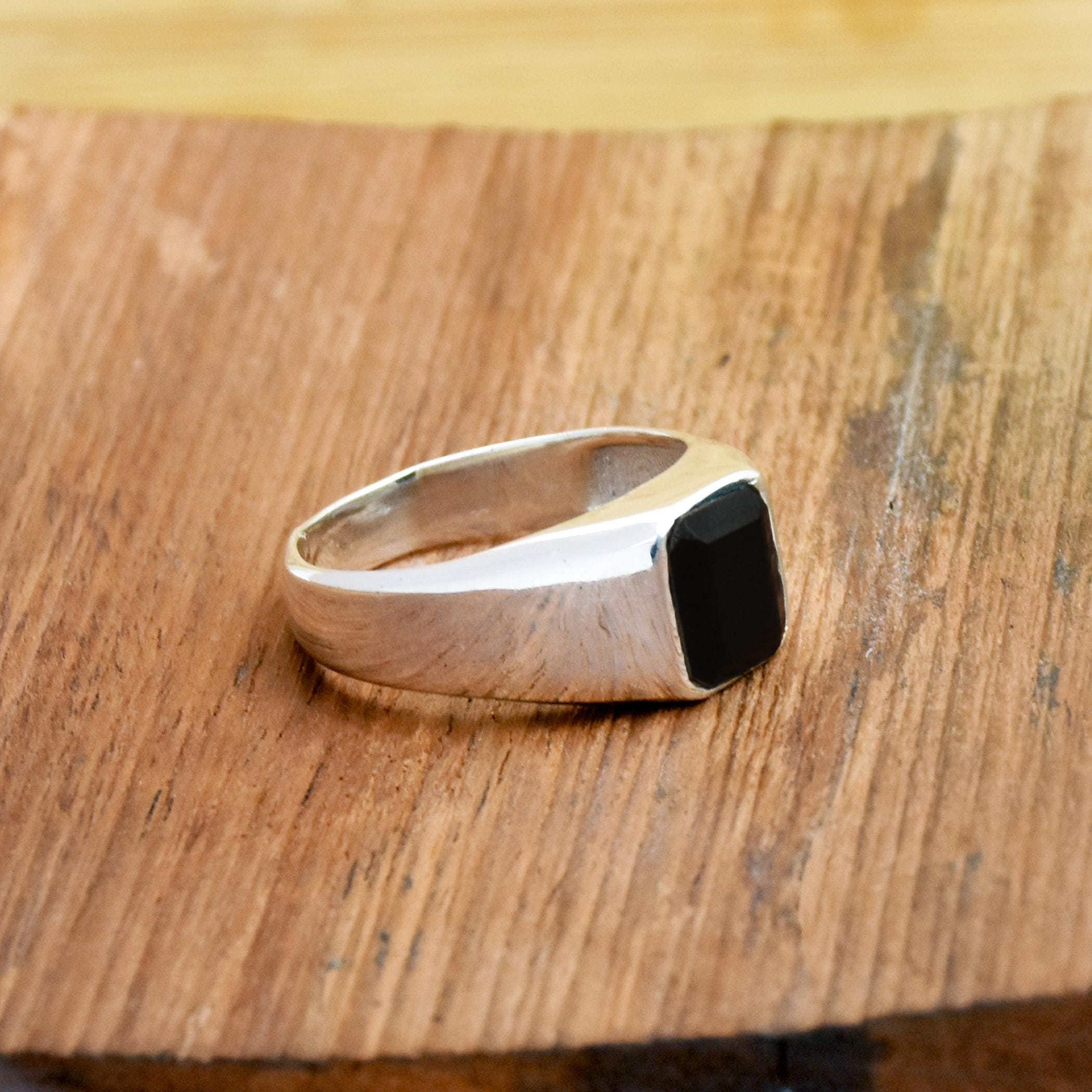 Black Onyx Signet Ring - 925 Sterling Silver Statement Ring - Etsy