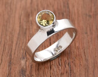 Natural Citrine Ring: Sterling Silver Gemstone, Boho Statement Jewelry