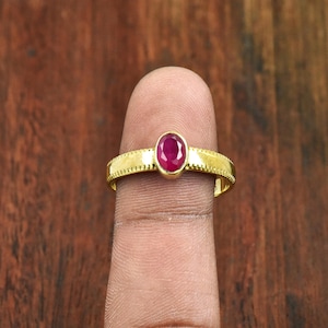 Red Ruby Ring women: 18k Gold Minimalist Ring, Gift for Her