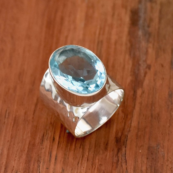London Blue Topaz Engagement Ring- December Birthstone Ring- Promise