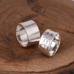 Wide Plain Band Ring 925 Sterling silver handmade Ring, 10 mm hammered Band ring, Unisex Ring, Anniversary Ring, Boho Gift for Her