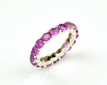 Ruby Eternity Band • Sterling Silver Stacking Ring • Dainty Gemstone Ring • July Birthstone Gifts