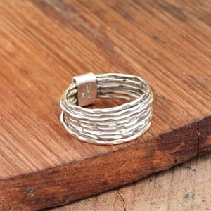 Multi Band Rolling Ring, 925 Sterling Silver Ring, Interlocked Ring, Silver Thumb Ring, Stackable Ring, Skinny Hammer Ring, Rings for Women