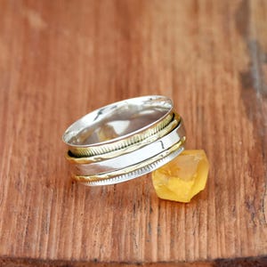 Spinner Ring, 925 Sterling Silver Ring, Worry Ring, Anxiety Ring, Textured Band Ring, Narrow Band Ring Meditation Ring Birthday Gift for Her