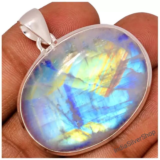 Large rainbow moonstone pendant deals