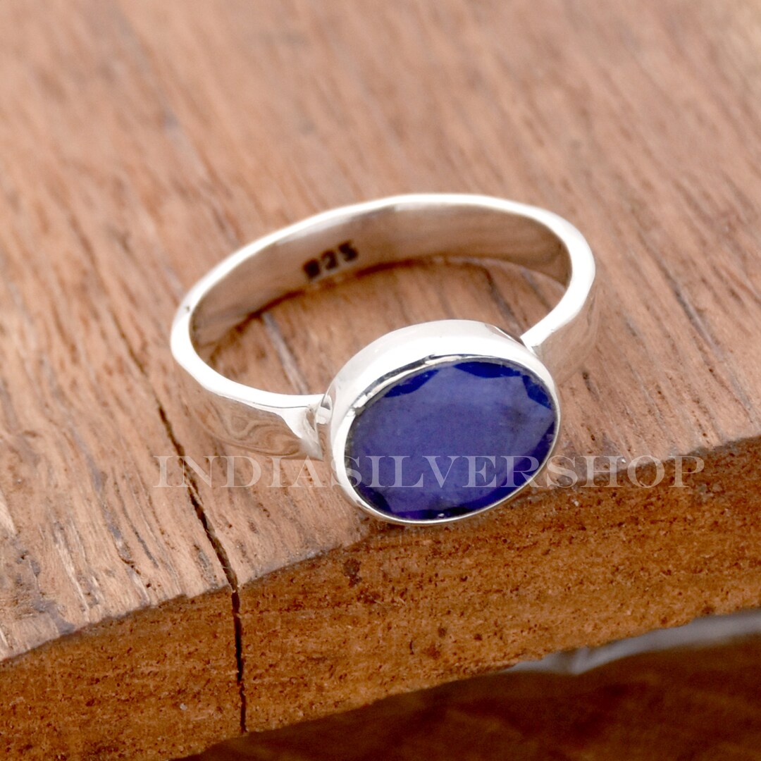 Indian Blue Rings Indian Blue Sapphire Ring 925 Sterling Silver Ring Blue Sapphire Ring ...