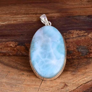 Larimar Pendant, 925 Silver Sterling Pendant, Handmade Pendant, Larimar Necklace Wedding Jewelry Gemstone Pendant Oval Gemstone Gift For her