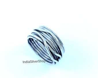 Handmade Wraparound Silver Wire ring Sterling Silver Ring Statement Ring Silver wide wrap Ring Multi Layer Silver Wire Ring Handmade Jewelry