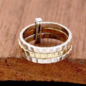 925 Sterling Silver 3 Rolling Ring, Multi Band Rings, Handmade Ring, Interlocked Ring, Statement Ring, Triple Band Ring Gift For Her