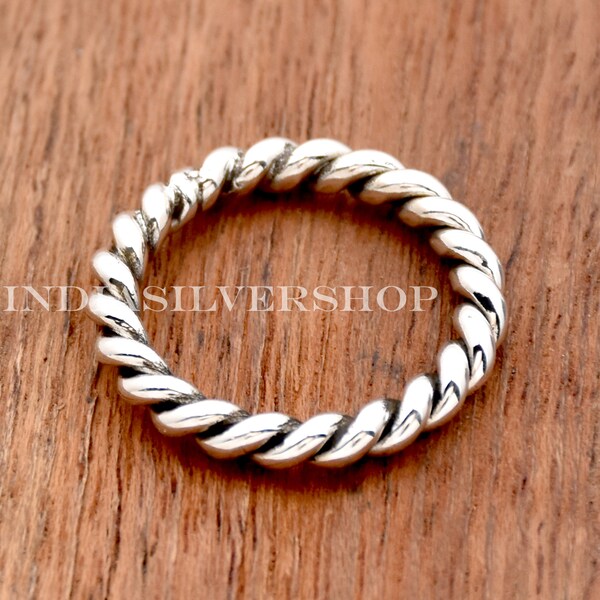 925 Sterling Silver Ring, Minimalist braid ring, Braid ring, Twist ring, twist band, Rope ring, Rope Band, Boho Ring, silver stack ring