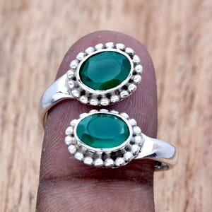 Green Onyx Ring 925 Sterling Silver Ring Statement Ring Filigree Ring Adjustable Ring Crystal Ring Women Ring Anniversary Ring Gift for Her