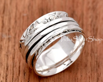 Spinner Ring, 925 Sterling Silber Ring, gehämmerter Spinner Ring, Spinner Ringe für Frauen, Multi Spinner Geschenk für sie