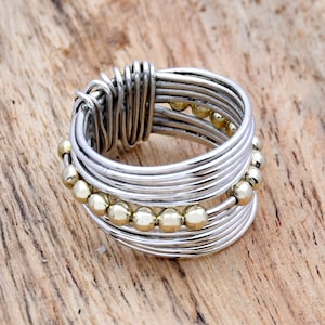 Handmade Wraparound Silver Wire ring Sterling Silver Ring Statement Ring Silver wide wrap Ring Multi Layer Silver Wire Ring Handmade Jewelry