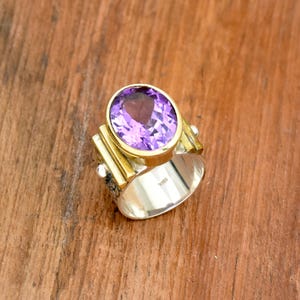 Amethist ring 925 sterlingzilveren ring bloem gegraveerde ring tweekleurige ring statement ring verlovingsring zilveren ring voor vrouwen verjaardagscadeau