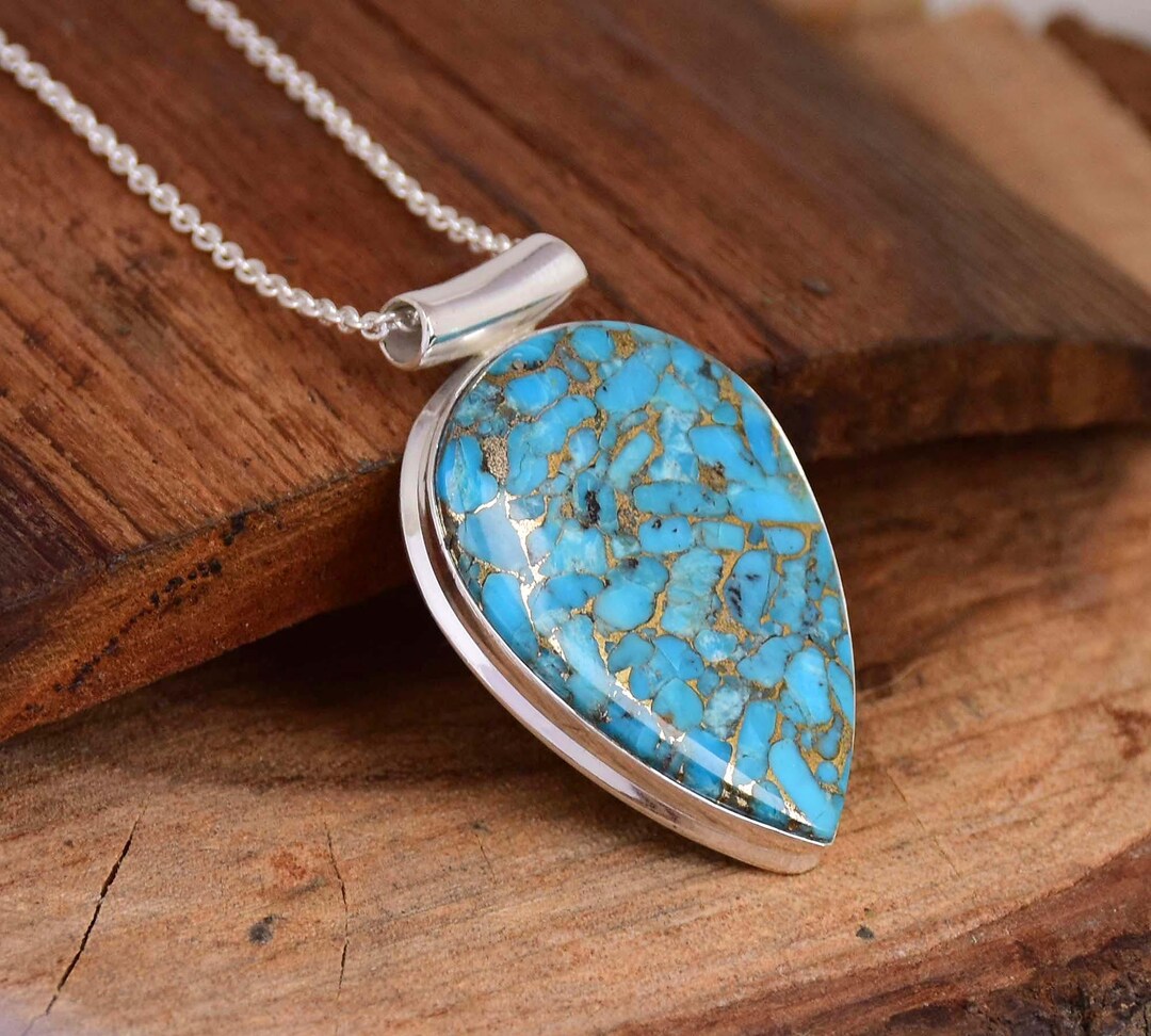 Blue Turquoise Necklace and copper w/ Turquoise Pendant 259L