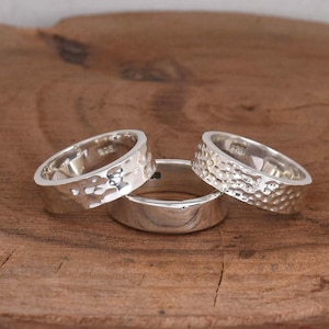 Handmade Hammered Sterling Silver Band Ring: Unisex Thumb Ring