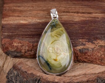 Imperial Jasper Pendant 925 Sterling Silver Pendant, Royal Imperial Jasper Pendant, Teardrop Imperial Jasper Pendant Wedding Jewelry For Her