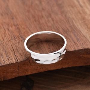 Hammered Sterling Silver Band Ring: Boho Thumb Ring, 7mm
