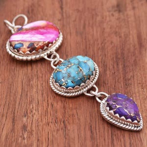 Multi Stone Turquoise 925 Sterling Silver Pendant