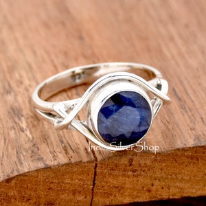 Indian Sapphire Ring, 925 Sterling Silver Ring, Blue Sapphire Ring, Sapphire 925 Sterling Silver Ring, Boho Handmade Silver Jewelry