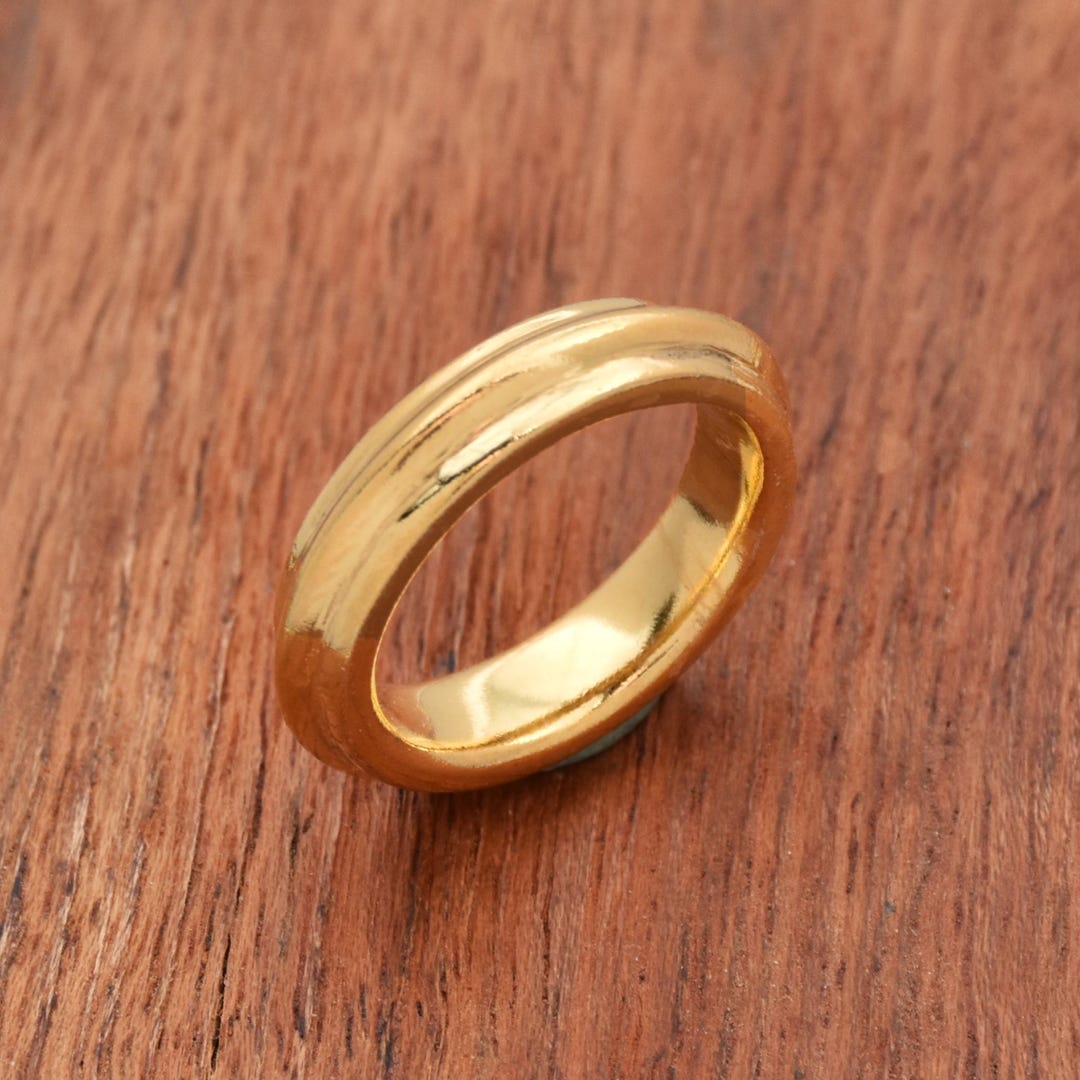 Handmade 18k Gold Vermeil Sterling Silver Ring: Thick Curved Band - Etsy