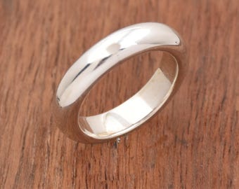 Thick Sterling Silver Band Ring: Boho Stacking Wedding Ring