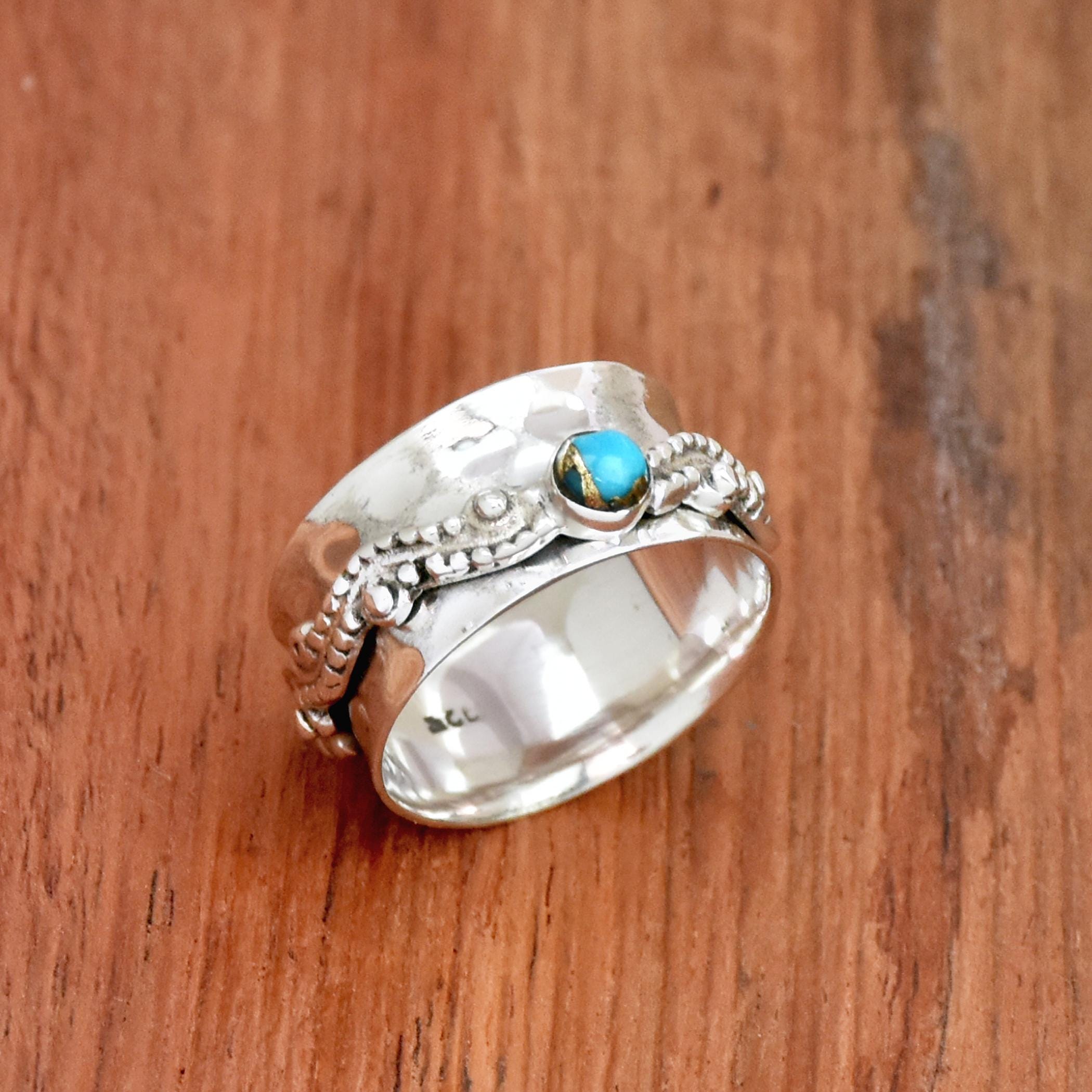 アンティーク リング ターコイズ マルカジット フィグリー フラワー 925刻印 シルバー925 指輪 印台リング 925 メンズリング ターコイズ 金縄