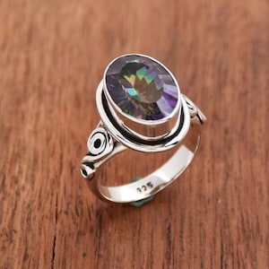 Mystic Topaz Ring, 925 Sterling Silver Ring, Mystic Topaz Gemstone Ring, Handmade Mystic Topaz Jewelry, Mystic Topaz Ring For Gift
