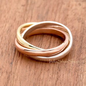 Multi Band Ring, Handmade Interlocked Ring, Five Band Ring, Copper and Brass, 3 Rolling Ring, Handmade Jewelry, gift For Her