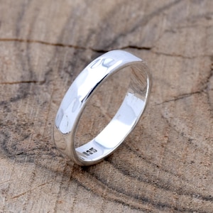 Hammered Sterling Silver Band Ring: Boho Stacking Ring