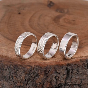 Textured Sterling Silver Band Ring: Unisex Thumb Ring, 7mm