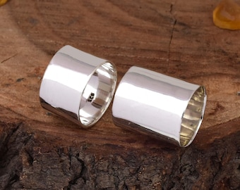 Wide Band 925 Sterling Silver Ring - Boho Wedding Jewelry