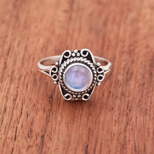 Moonstone Ring, 925 Sterling Silver Ring, Dainty Ring, June Birthstone Ring, Filigree Ring, Anniversary Ring, Engagement Ring Gift For her