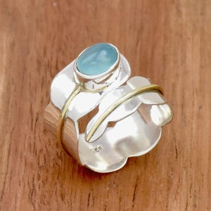 Aqua Chalcedony Ring: Handmade 925 Sterling Silver Bohemian Ring
