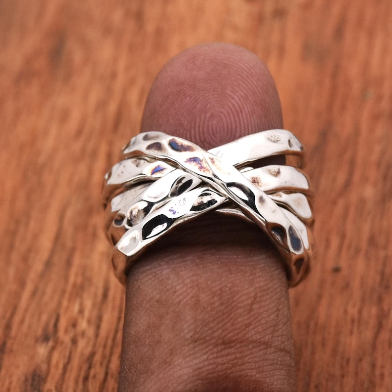 925 Sterling Silver Multi Band Ring, Handmade Interlocked Ring, Five ...