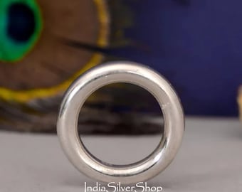 Runder Bandring, 925 Sterling Ring, Silber Stapelring, handgefertigter Ring, vollständiger runder Bandring, dicker runder Bandring, Ehering