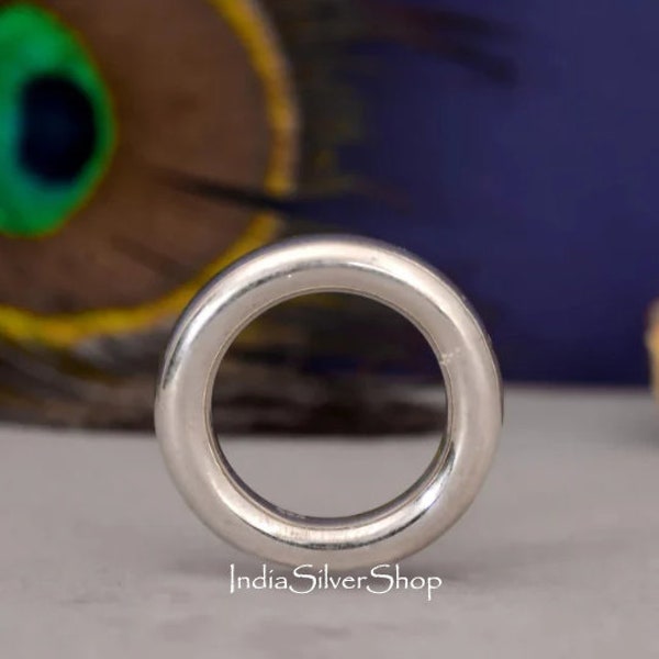 Runder Bandring, 925 Sterling Ring, Silber Stapelring, handgefertigter Ring, vollständiger runder Bandring, dicker runder Bandring, Ehering