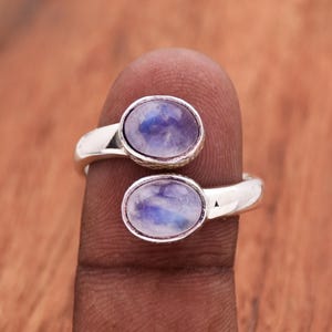 Moonstone Adjustable Ring, Sterling Silver ring, Statement Ring, Boho ring, vintage style jewelry, Moonstone Rainbow jewelry ready to ship