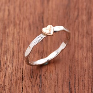 925 Sterling Silver Heart Ring, Hammered Ring, Lover Ring, Boho Ring, Brass Heart Ring, Anniversary Ring Promise Ring Birthday Gift for Wife
