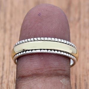 Fidget Spinner Ring, 925 Silver Ring, Tiny Ring, Two Tone Ring, Plain Spinner Ring, Minimalist Ring Thumb Ring Narrow Band Ring Gift for Her
