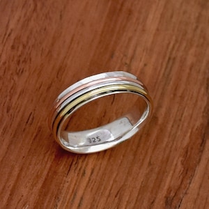 Sterling Silver Spinner Ring: Worry Anxiety Meditation Band