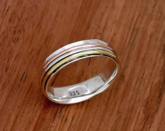 Sterling Silver Spinner Ring: Worry Anxiety Meditation Band