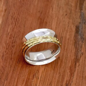 Spinner Ring, 925 Sterling Silver Ring, Fidget Ring, Anxiety Ring Two Tone Ring Meditation Ring Stackable Ring Wedding Ring Gift For Her