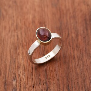 Natural Red Garnet Ring 925 Sterling Silver Ring January Birthstone Ring Statement Ring Hammered Rin Boho Ring, Anniversary Ring Bridal Ring