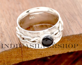 Black Onyx Ring, 925 Sterling Silver Ring, handmade Ring, twist Ring, Statement ring, Wedding Ring Anniversary Ring, Gift For Her