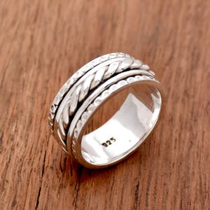 925 Sterling Silver Spinner Ring, Rope Spinner ring, Handmade Ring, Designer Ring, Wedding Ring, Thumb Ring, Handmade jewelry, gift For Her
