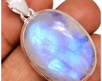 Rainbow Moonstone Pendant, Sterling Silver Pendant, Moonstone Pendant, Beautiful Necklace, Beautiful Moonstone Pendant, Natural Stone