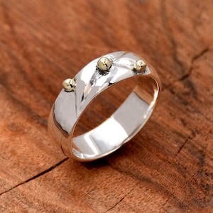 Handmade Sterling Silver Beaded Ring - Boho Thumb Ring