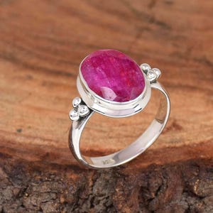 Indian Ruby Statement Ring: 925 Sterling Silver Ring, July Birthstone Gifts